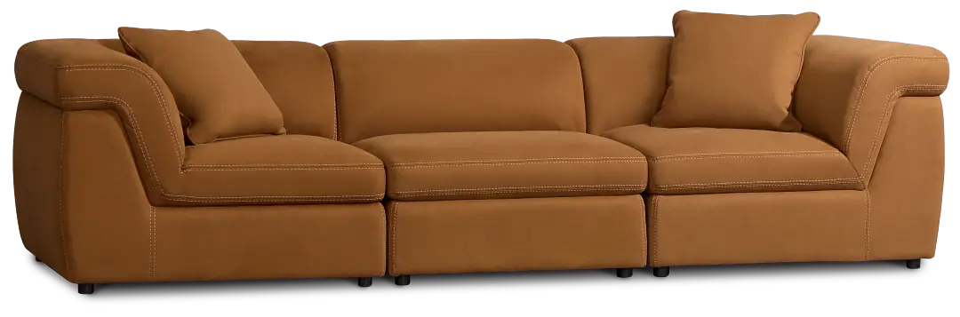 Aria Medium Brown Micro 3-piece Modular Sofa Aria Medium Brown Micro 3-piece Modular Sofa