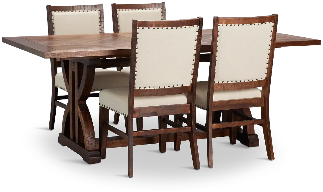 Joplin Dark Tone Extension Rectangular Table & 4 Upholstered Chairs Joplin Dark Tone Extension Rectangular Table & 4 Upholstered Chairs