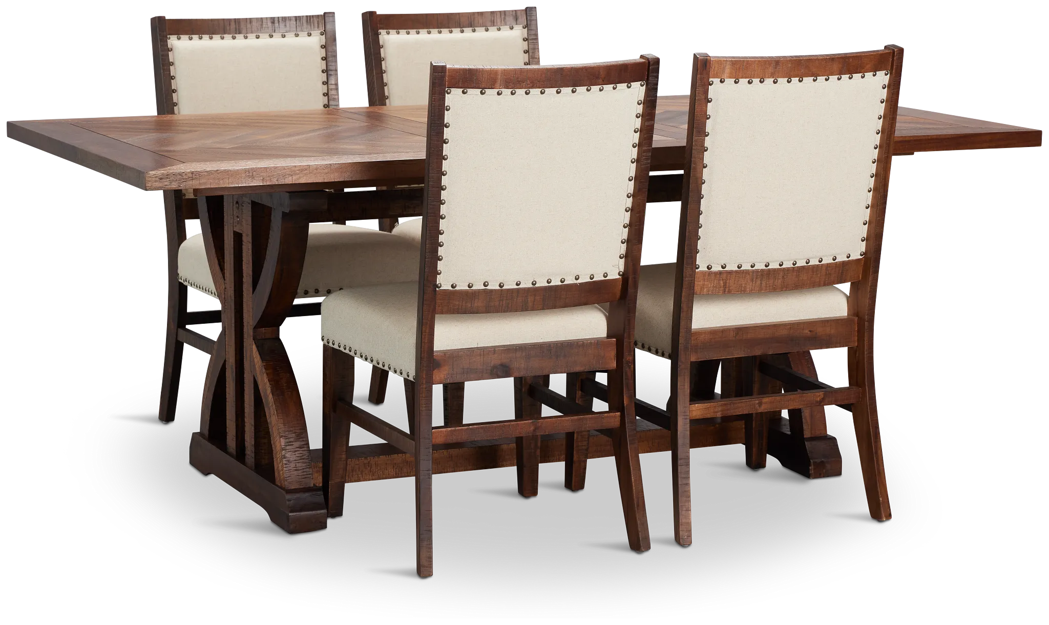 Joplin Dark Tone Extension Rectangular Table & 4 Upholstered Chairs