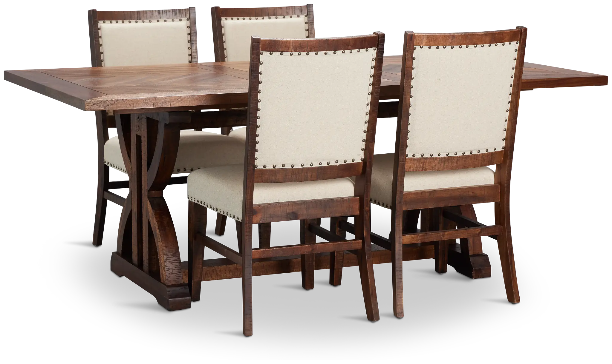 Joplin Dark Tone Extension Rectangular Table & 4 Upholstered Chairs Joplin Dark Tone Extension Rectangular Table & 4 Upholstered Chairs
