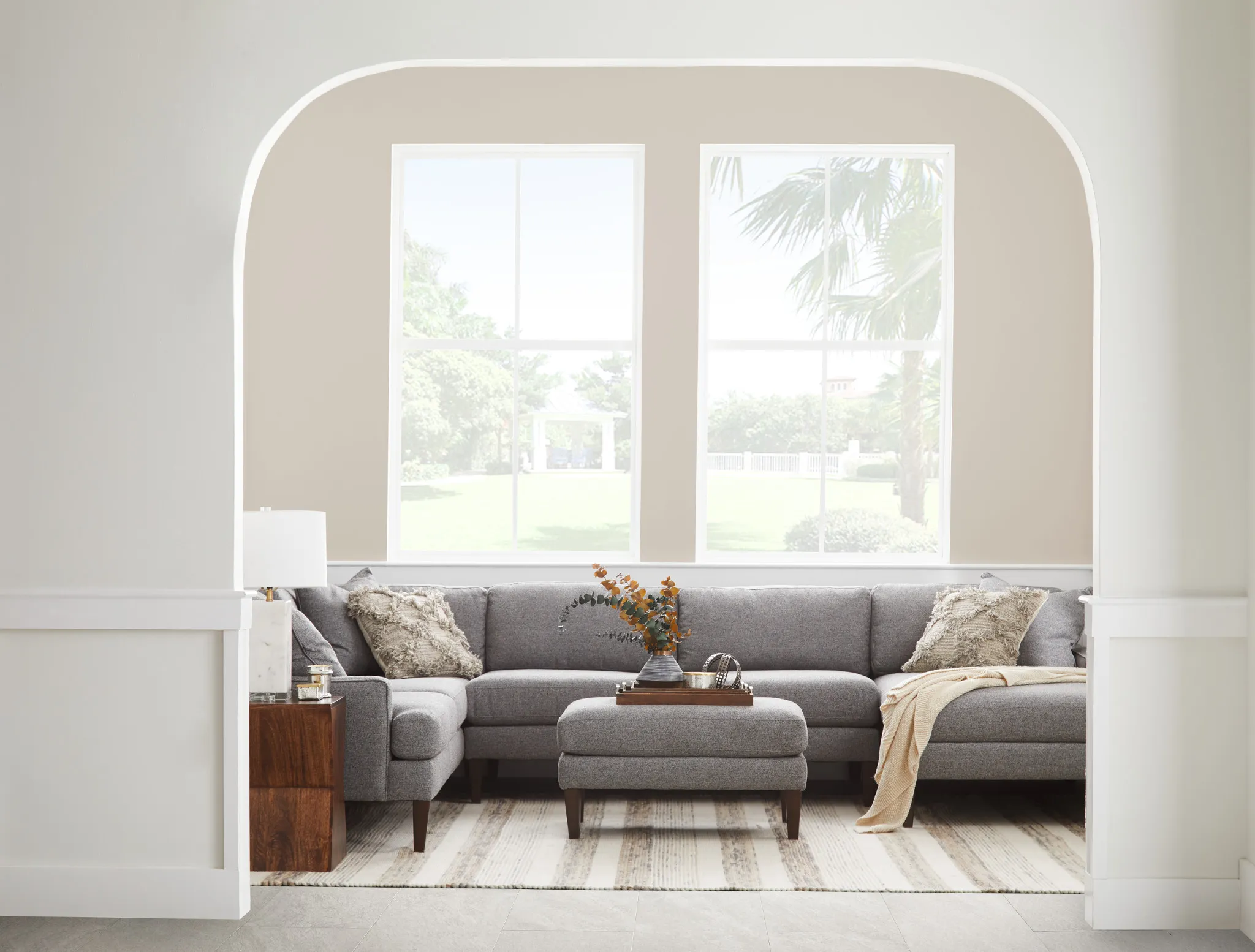 Morgan Dark Gray Fabric Medium Right Chaise Sectional W/ Wood Legs