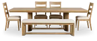 Alton Light Tone Rectangular Table With 4 Side Chairs & Bench