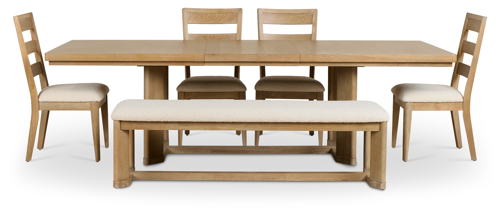 Alton Light Tone Rectangular Table With 4 Side Chairs & Bench