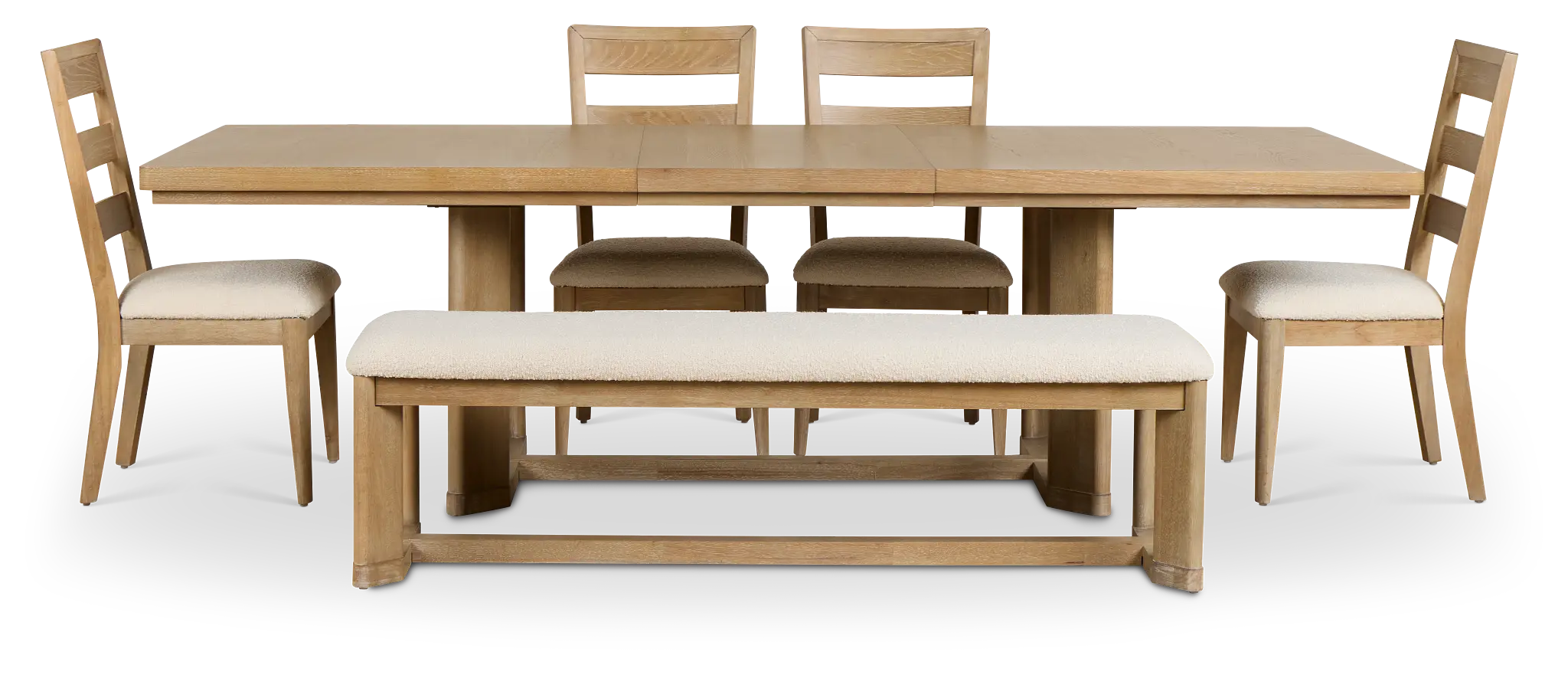 Alton Light Tone Rectangular Table With 4 Side Chairs & Bench Alton Light Tone Rectangular Table With 4 Side Chairs & Bench