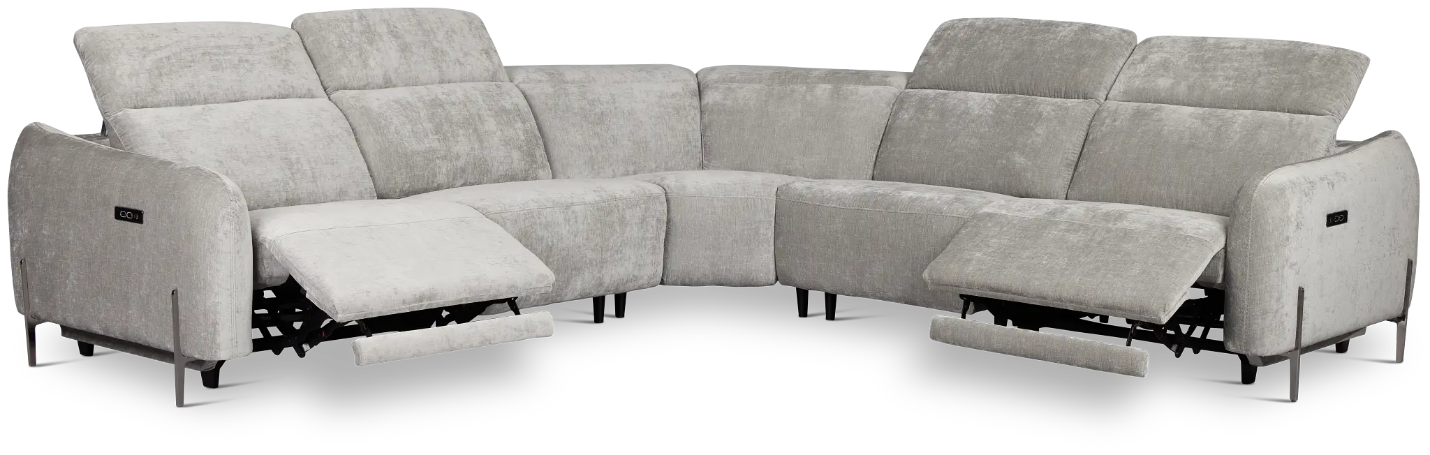 Zuri Gray Velvet Small Two-arm Power Reclining Sectional Zuri Gray Velvet Small Two-arm Power Reclining Sectional