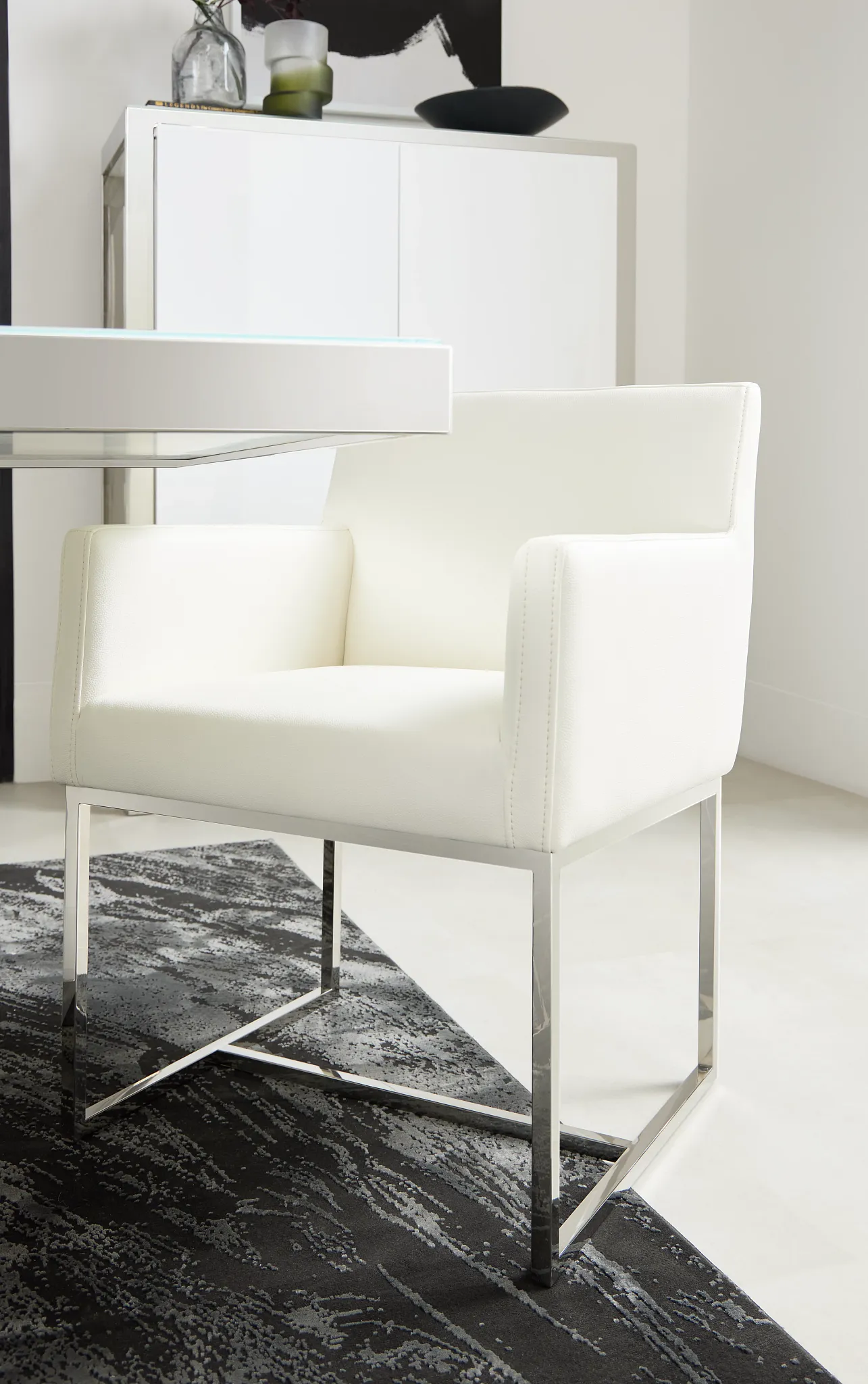 Miami White Micro Upholstered Arm Chair