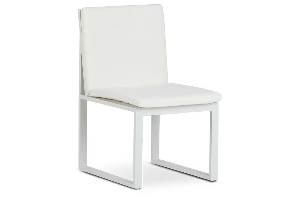 Linear White Aluminum Cushioned Chair