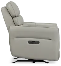 Preston Light Gray Lthr/vinyl Power Recliner With Heat And Massage
