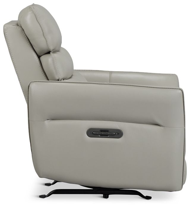 Preston Light Gray Lthr/vinyl Power Recliner With Heat And Massage