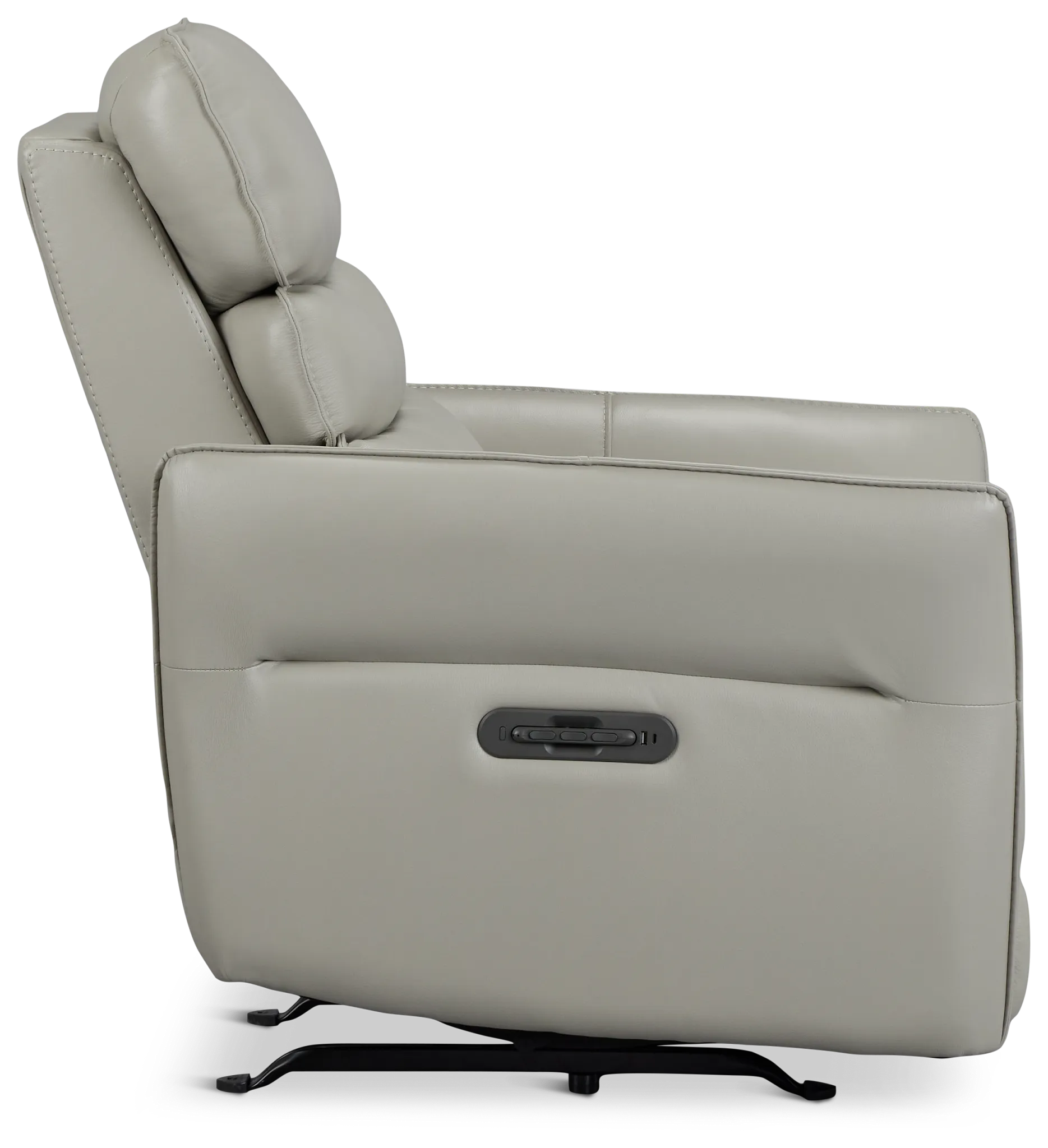 Preston Light Gray Lthr/vinyl Power Recliner With Heat And Massage