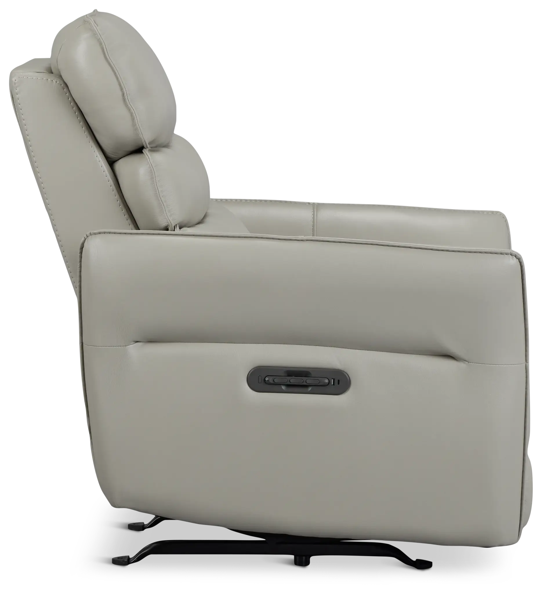 Preston Light Gray Lthr/vinyl Power Recliner With Heat And Massage Preston Light Gray Lthr/vinyl Power Recliner With Heat And Massage