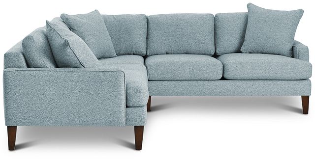 Morgan Teal Fabric Small Right 2-arm Sectional W/ Wood Legs