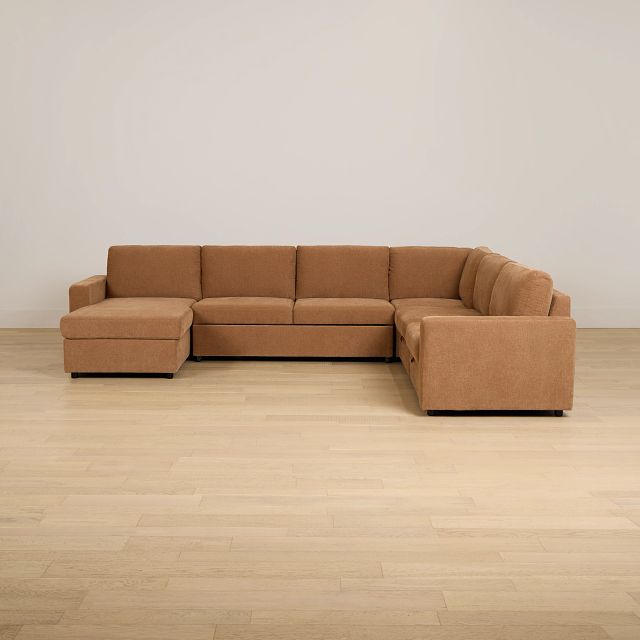 Addie Brown Fabric Medium Left Chaise Storage Sleeper Sectional