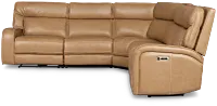 Jasper Light Brown Leather Small Two-arm Power Reclining Sectional