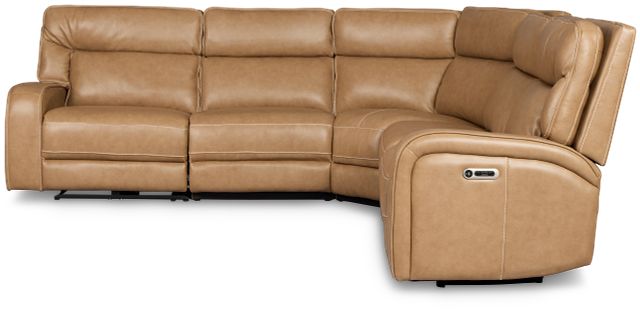 Jasper Light Brown Leather Small Two-arm Power Reclining Sectional
