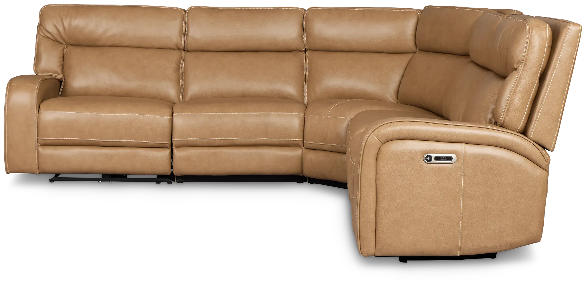 Jasper Light Brown Leather Small Two-arm Power Reclining Sectional Jasper Light Brown Leather Small Two-arm Power Reclining Sectional