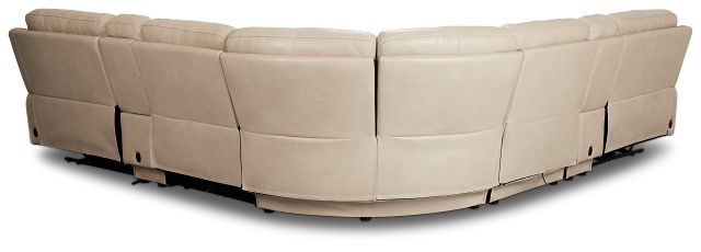 Benji Light Beige Lthr/vinyl Large Triple Power Reclining Two-arm Sectional