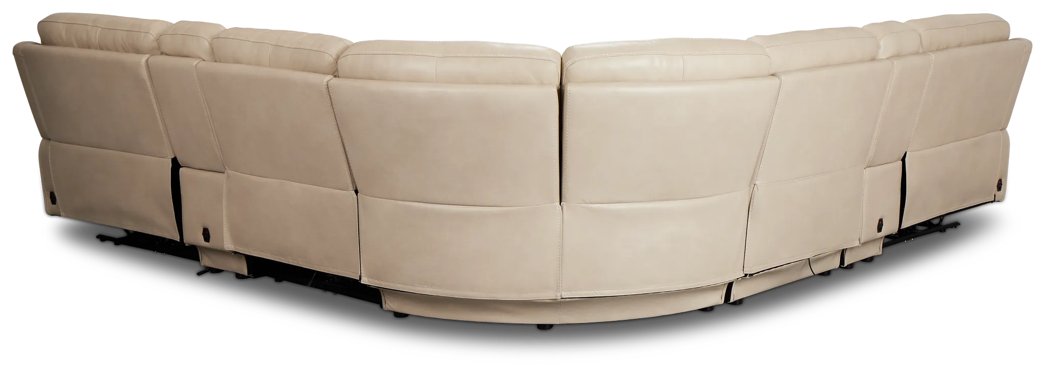 Benji Light Beige Lthr/vinyl Large Triple Power Reclining Two-arm Sectional