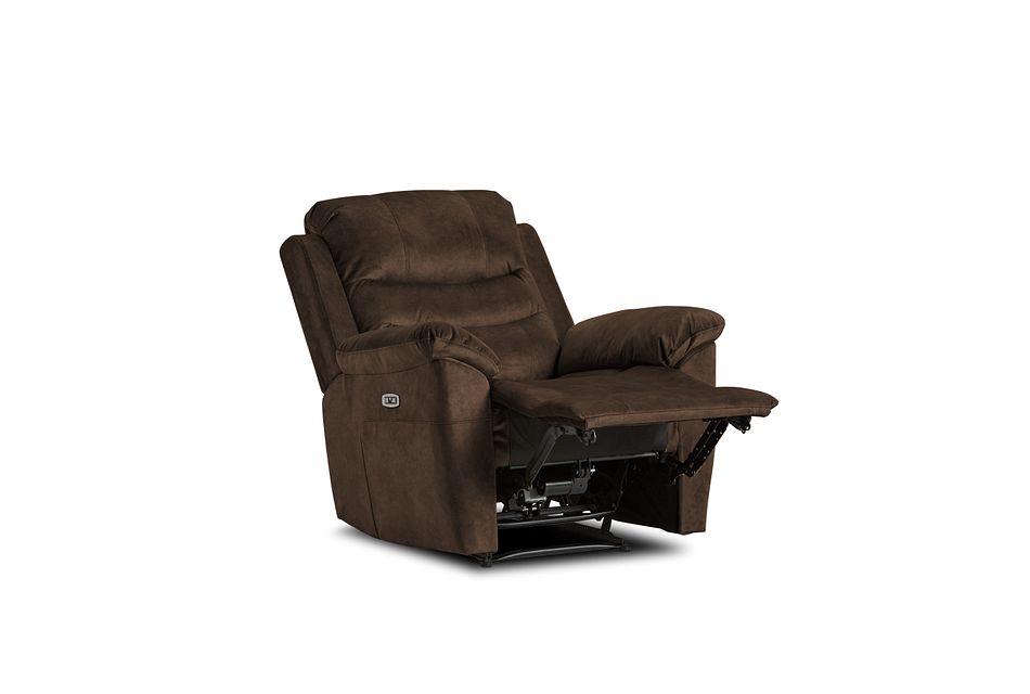 Joey Dark Brown Micro Power Recliner, (2)