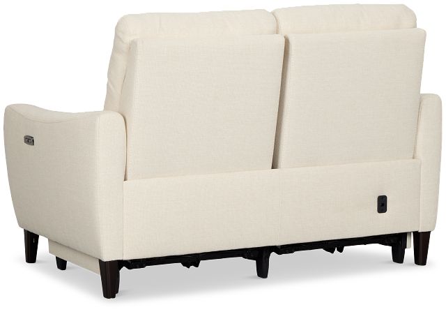 Keaton White Fabric Power Reclining Loveseat W/ Power Headrest