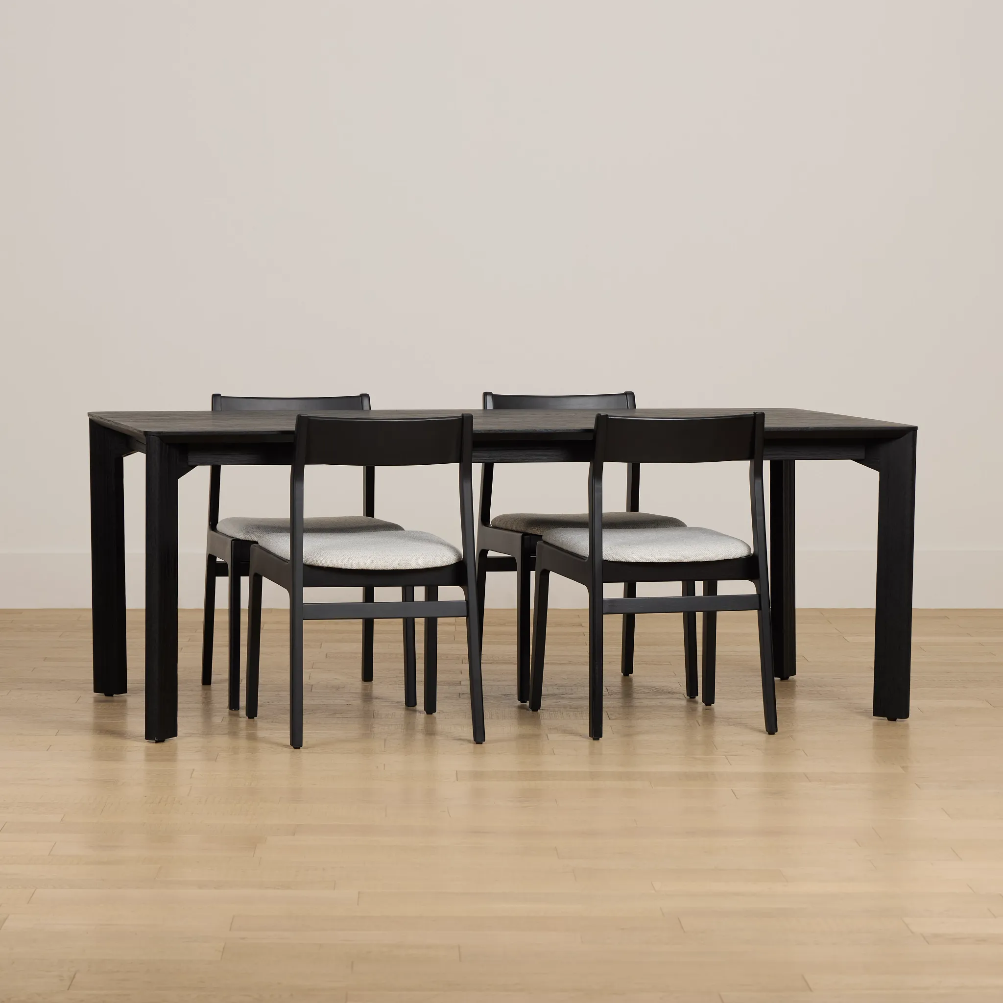 Santorini Black Rect Table & 4 Upholstered Chairs