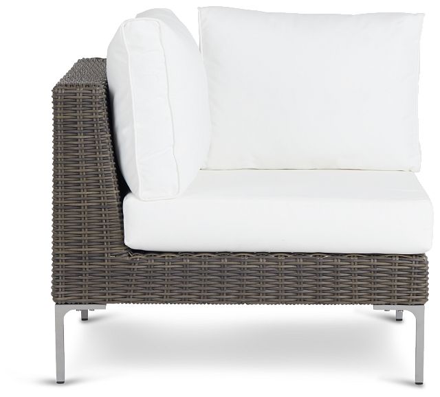 Tulum White Woven Corner Chair W/ Cushion (2)