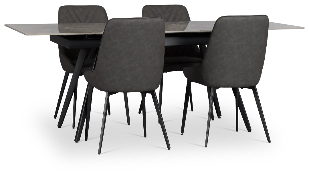 Maricopa Gray Extension Table & 4 Dark Gray Upholstered Chairs