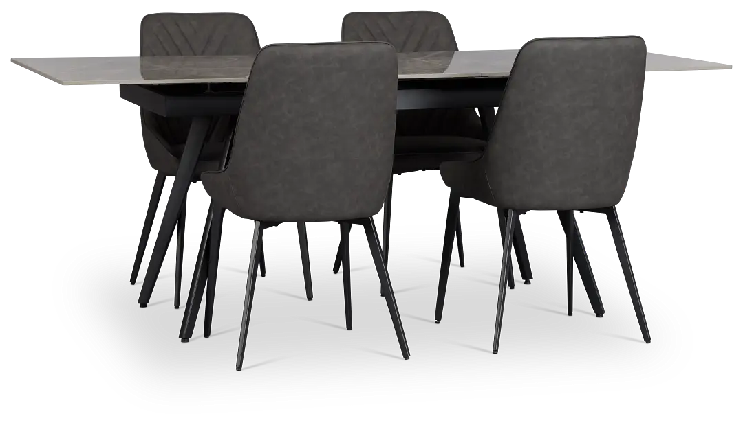 Maricopa Gray Extension Table & 4 Dark Gray Upholstered Chairs Maricopa Gray Extension Table & 4 Dark Gray Upholstered Chairs