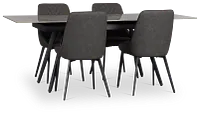 Maricopa Gray Extension Table & 4 Dark Gray Upholstered Chairs