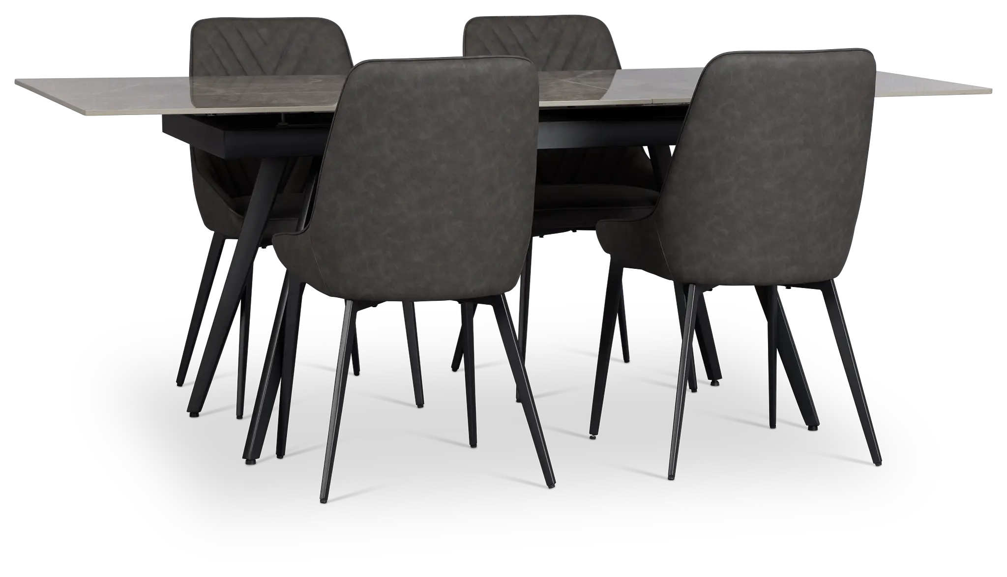 Maricopa Gray Extension Table & 4 Dark Gray Upholstered Chairs Maricopa Gray Extension Table & 4 Dark Gray Upholstered Chairs