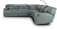Reign Green Lthr/vinyl Medium Triple Power 2-arm Sectional