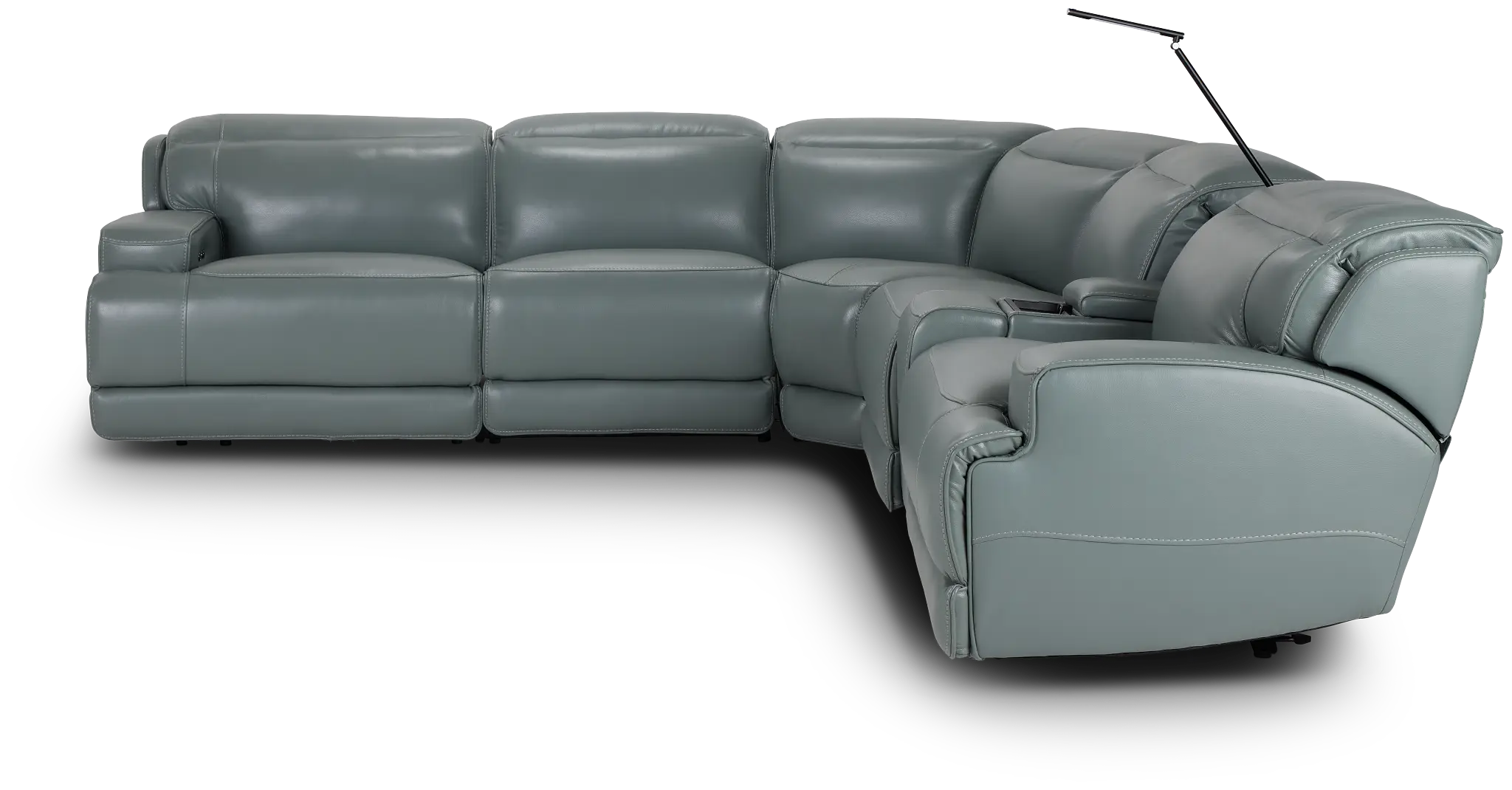 Reign Green Lthr/vinyl Medium Triple Power 2-arm Sectional Reign Green Lthr/vinyl Medium Triple Power 2-arm Sectional