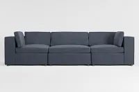 Destin Victory Dark Blue Fabric 3-piece Modular Sofa