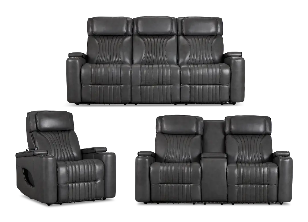 Nova Dark Gray Lthr/vinyl Power Reclining Living Room Nova Dark Gray Lthr/vinyl Power Reclining Living Room