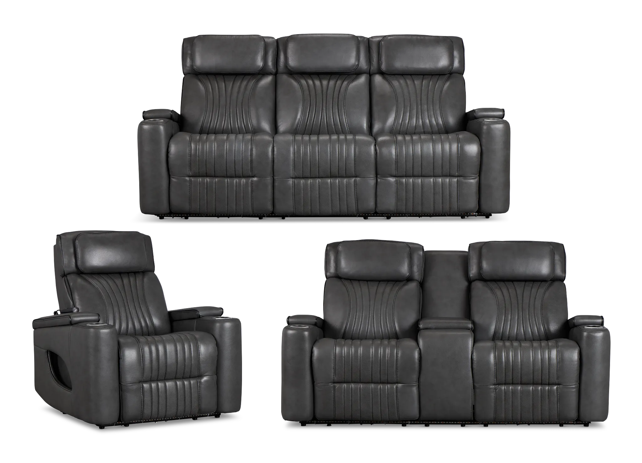 Nova Dark Gray Lthr/vinyl Power Reclining Living Room