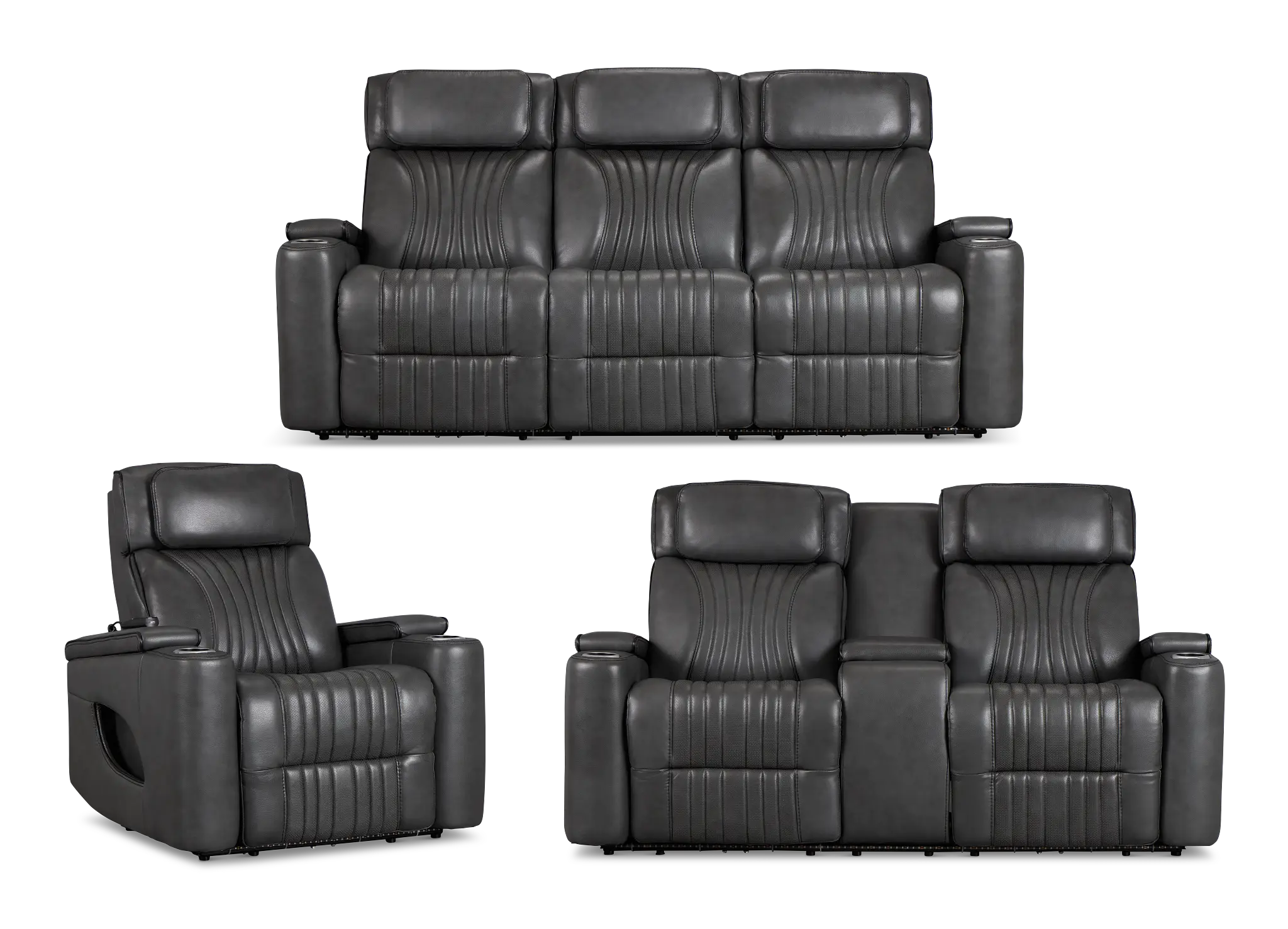 Nova Dark Gray Lthr/vinyl Power Reclining Living Room Nova Dark Gray Lthr/vinyl Power Reclining Living Room