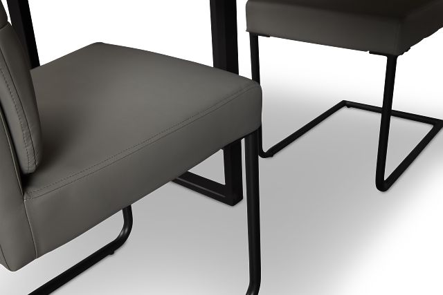 Paxton White Rect Table & 4 Gray Upholstered Chairs