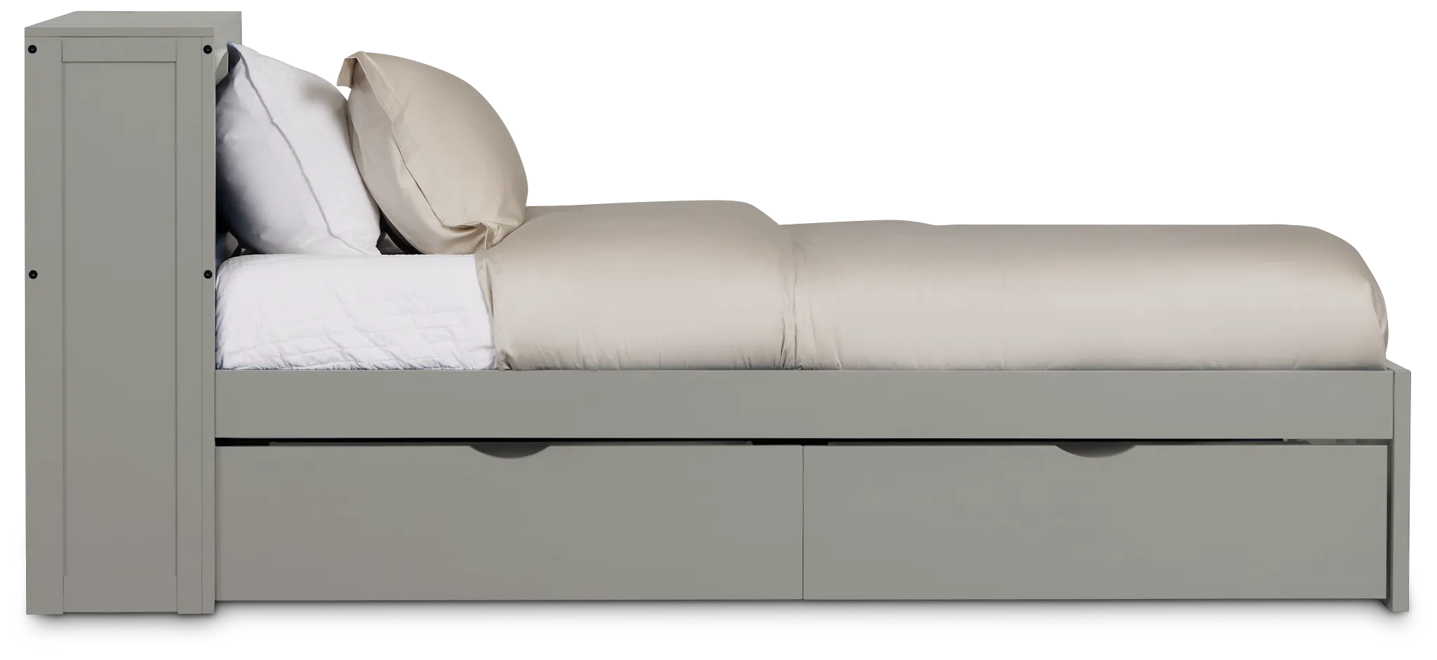 Charleston Gray Bookcase Bed With 2 Storage Drawers