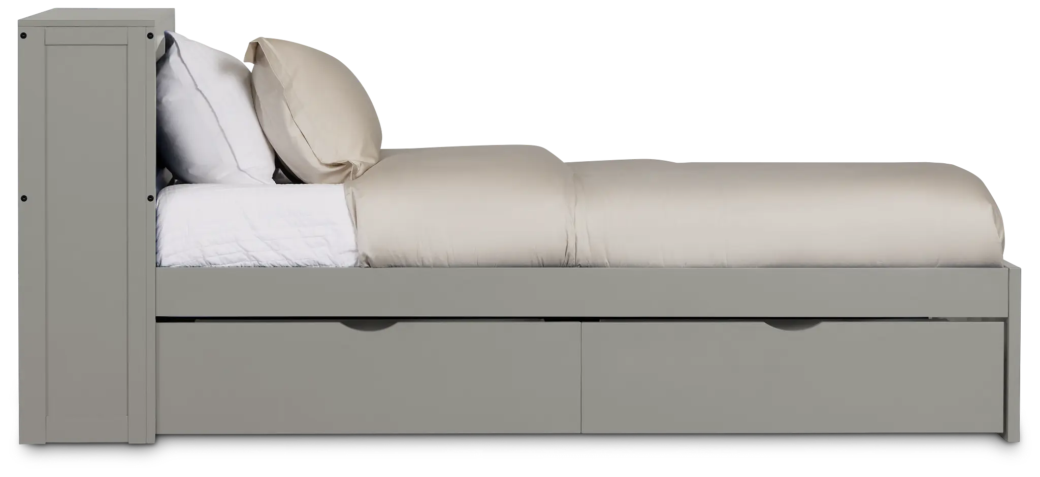 Charleston Gray Bookcase Bed With 2 Storage Drawers Charleston Gray Bookcase Bed With 2 Storage Drawers