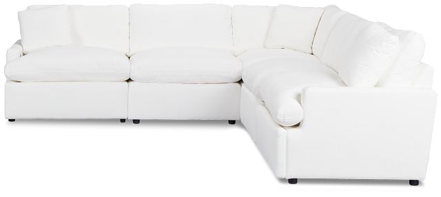 Skye White Fabric Small Triple Power Reclining Two-arm Sectional