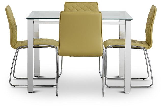 Skyline Light Green Square Table & 4 Metal Chairs