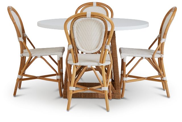 Greenwich Two-tone Round Table & 4 Rattan Chairs (3)