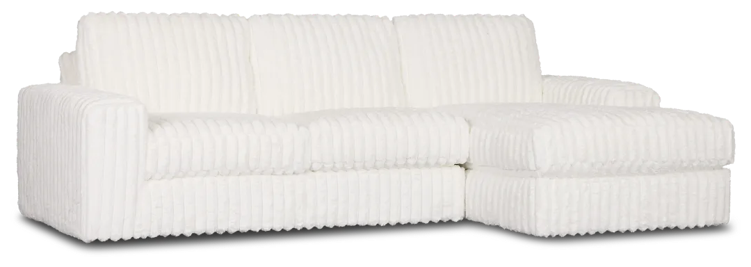 Teddy White Fabric Right Chaise Sectional