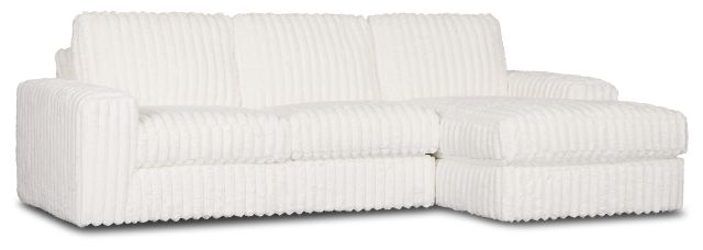 Teddy White Fabric Right Chaise Sectional