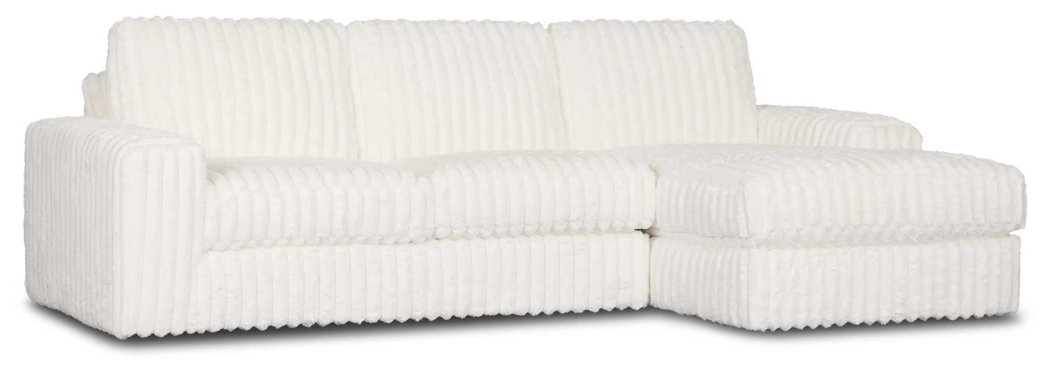 Teddy White Fabric Right Chaise Sectional
