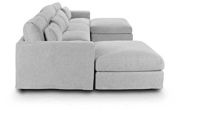 Cozumel Light Gray Fabric 6 Piece Double Chaise Sectional