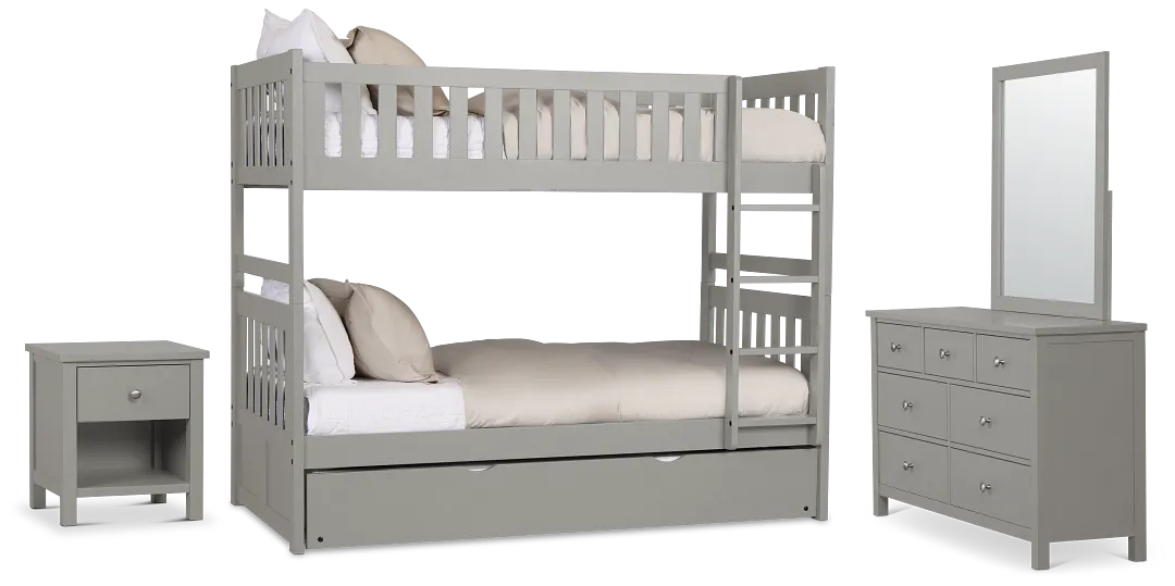 Charleston Gray Bunk Bed Trundle Bedroom