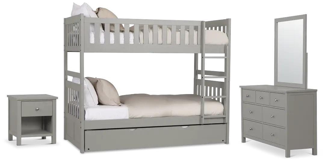 Charleston Gray Bunk Bed Trundle Bedroom Charleston Gray Bunk Bed Trundle Bedroom