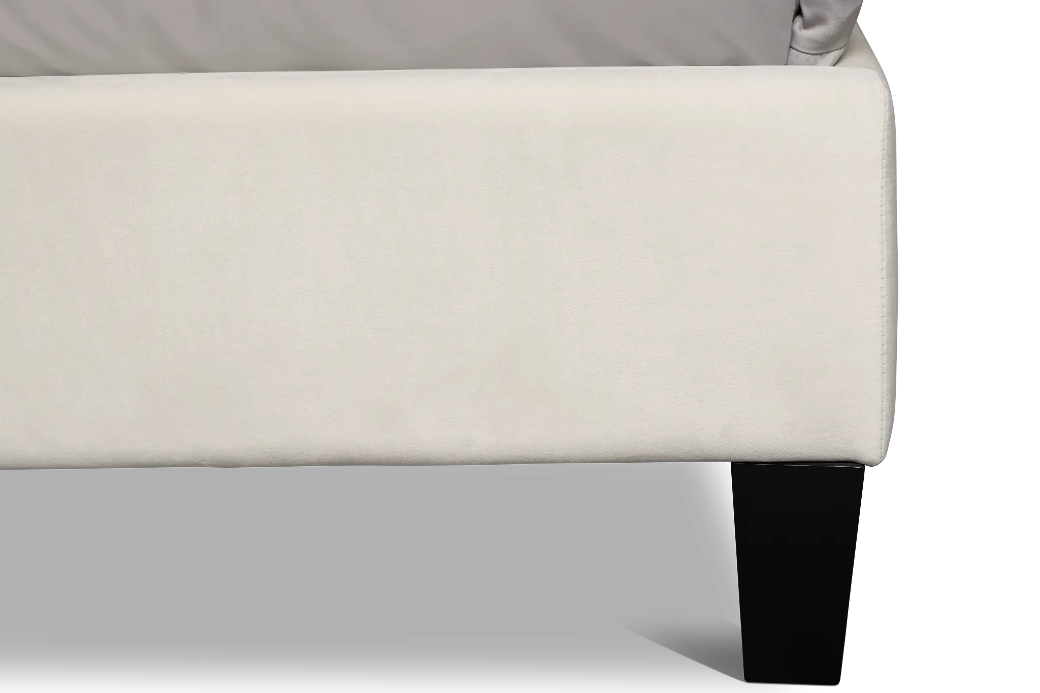 Collin Beige Velvet Platform Bed Collin Beige Velvet Platform Bed
