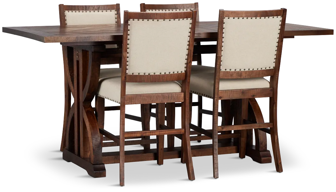 Joplin Dark Tone Extension High Table & 4 Upholstered Barstools